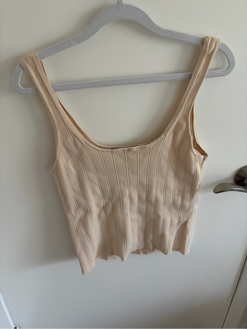 J. Crew Cream Ribbed Square-Neck Tank - Picture 3 of 3